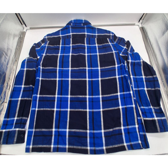 American Eagle Outfitters Men’s Medium Blue Plaid Flannel Button Up Shirt - Picture 5 of 8